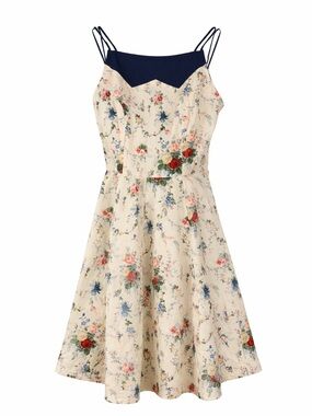 Annie 50th Anniversary Floral Dress with Navy Trim flowers Laura Ashley vintage